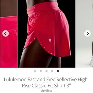 Lululemon Fast and Free Reflective High-Rise Classic-Fit Short 3" Lip Gloss